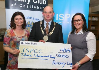 President John O'Donnell presents large cheque to childline