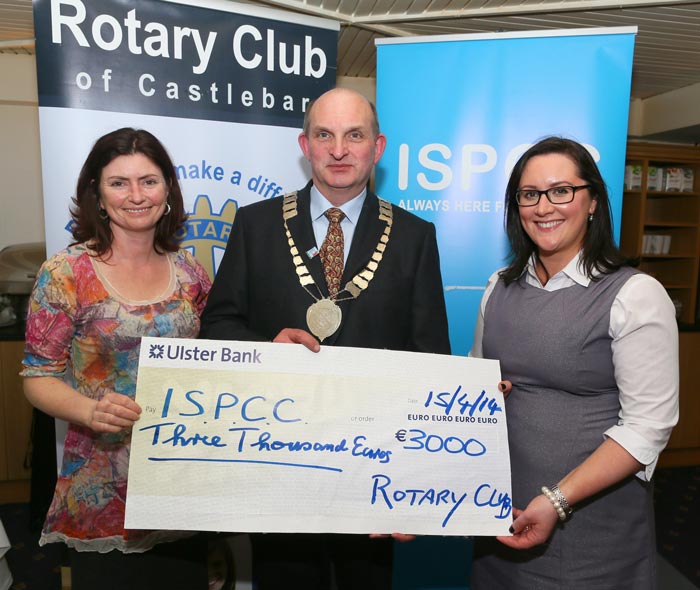 €3000 ISPCC Cheque Presentation by President John O’Donnell