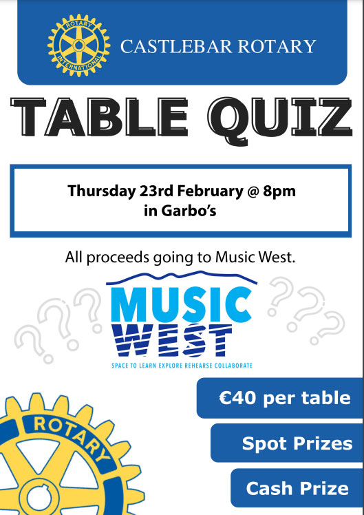 Rotary Table Quiz 2023 in aid of Music West
