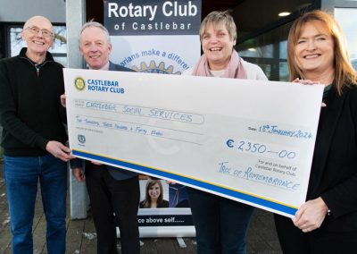 Rotary presents cheque to Deirdre Waldron Castlebar Social Services