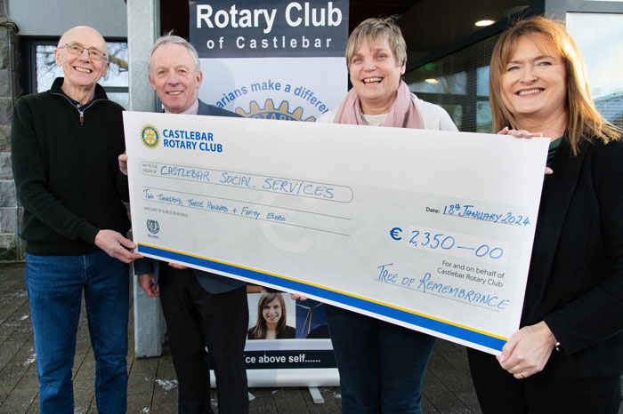 Rotary presents cheque to Deirdre Waldron Castlebar Social Services
