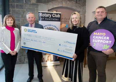 Orla Gillespie Mayo Cancer Support receives cheque from Rotary Castlebar