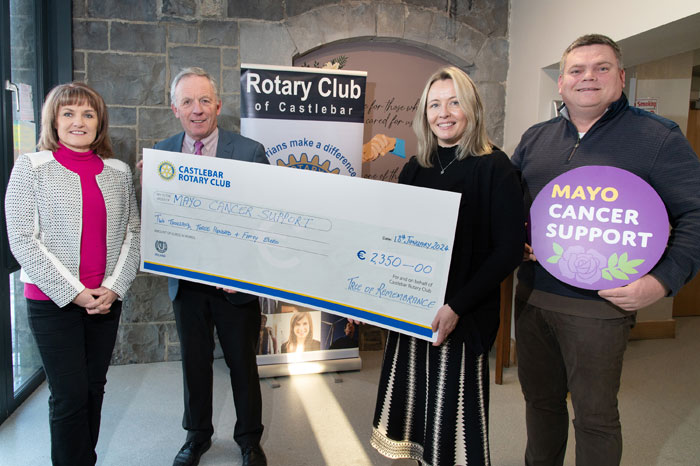 Orla Gillespie Mayo Cancer Support receives cheque from Rotary Castlebar