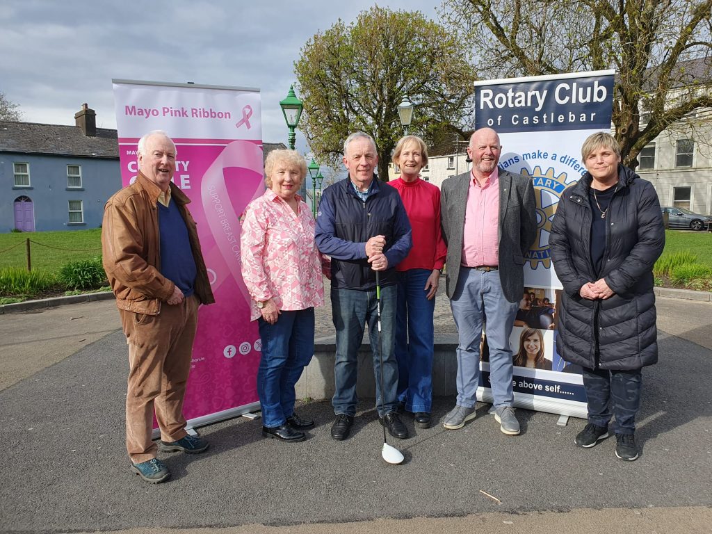 Launch of Rotary Castlebar’s Annual Golf AmAm, this year in aid of Mayo Pink Ribbon.  The event is on April 18th & 19th in Castlebar Golf Club.  Teams cost €120 euro.  Contact Breda Mulroy or John McHugh to book a tee time.