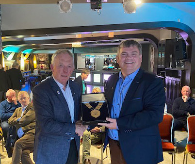 President Finian Joyce hands over Rotary Chain to Incoming President, John Mulroy