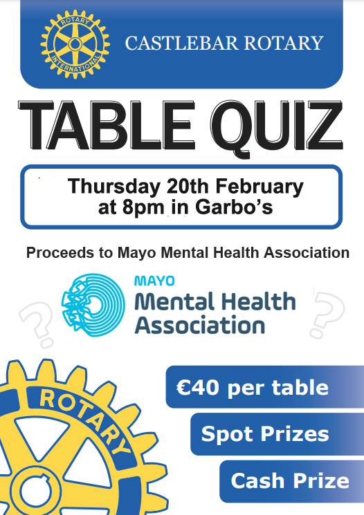 Table Quiz in aid of Mayo Mental Health Association